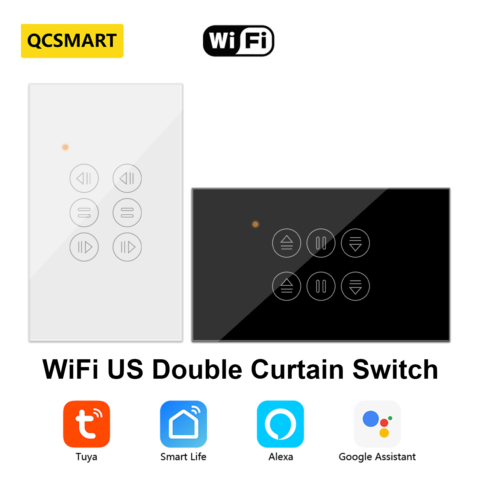 Smart Home Blinds - QCSMART WiFi Double Curtain US Switch