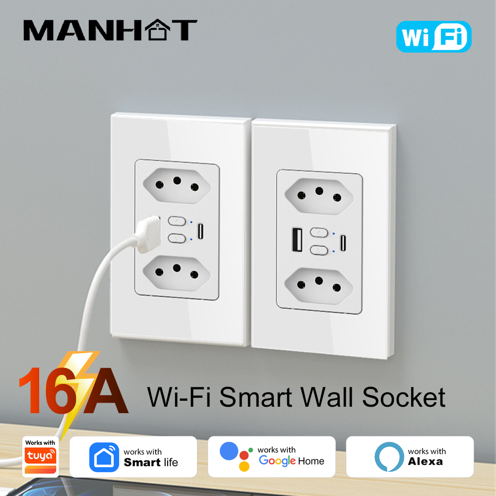 Smart Home Networking - MANHOT Wifi Smart Brazil Socket Switch