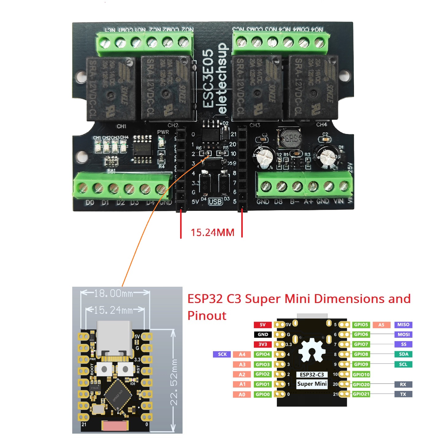 ESC3B04 ESP32-C3 Industrial Re - огляд і ціна Smart Home Networking