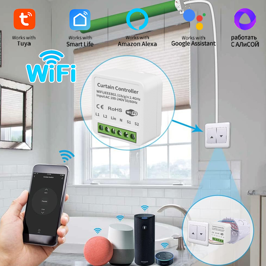 Wifi Smart Curtain Switch Modu - огляд і ціна Smart Home Blinds